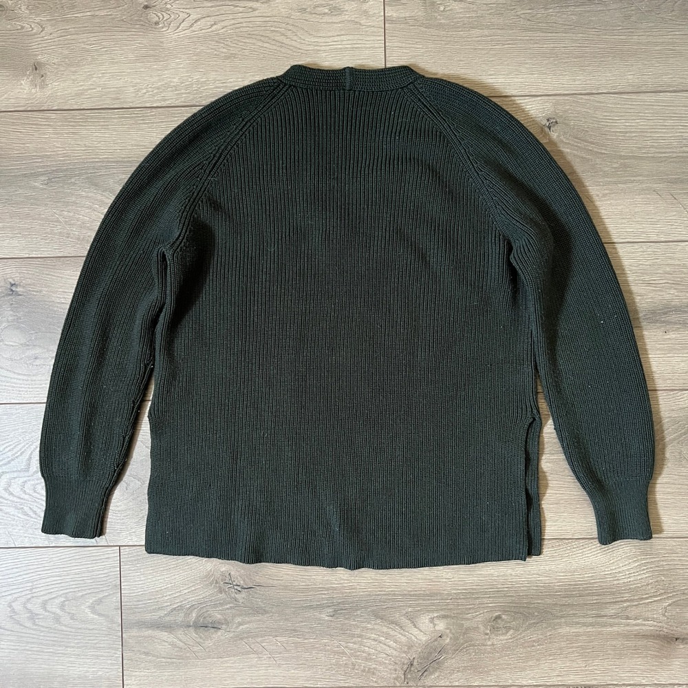 Athleta Switchback V Neck Sweater Dark Green Womens XS Wool Blend